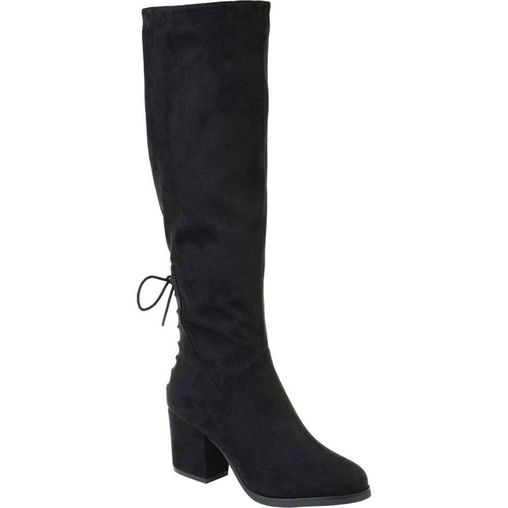 wide calf black high heel boots