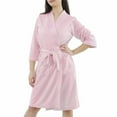 thumbnail image 7 of Unique Bargains Women's Nightgown 3/4 Sleeve Kimono Robe Waffle Bathrobe with Pockets Pink m, 7 of 7