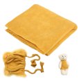 thumbnail image 4 of Conjunto de 3 accesorios para fotografía de bebés, gorro, manta, juguete, disfraz y ropa para recién nacidos, color amarillo, 4 of 14