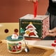 thumbnail image 3 of Taza navideña de cerámica de Papá Noel de 400 ml con tapa de silicona | Taza navideña para café y té | Regalo festivo para adultos y niños | Vaso duradero para celebraciones invernales, 3 of 7