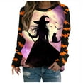 thumbnail image 2 of VKOYWKM Halloween Sweatshirts for Women Halloween Witch Graphic Sweatshirt Party Tops Fall Long Sleeve Crewneck Sweatshirts Vintage Halloween Sweatshirt, 2 of 5
