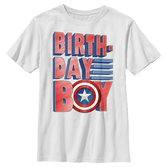 Boy's Marvel Birthday Boy Captain  Graphic Tee White Small
