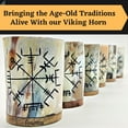 thumbnail image 2 of HIGHBIX Royal Vikings Drinking Horn Shot Cup Set of 6 Wooden Base Genuine Handcrafted 5oz Vikings Cup (White Snow), 2 of 6