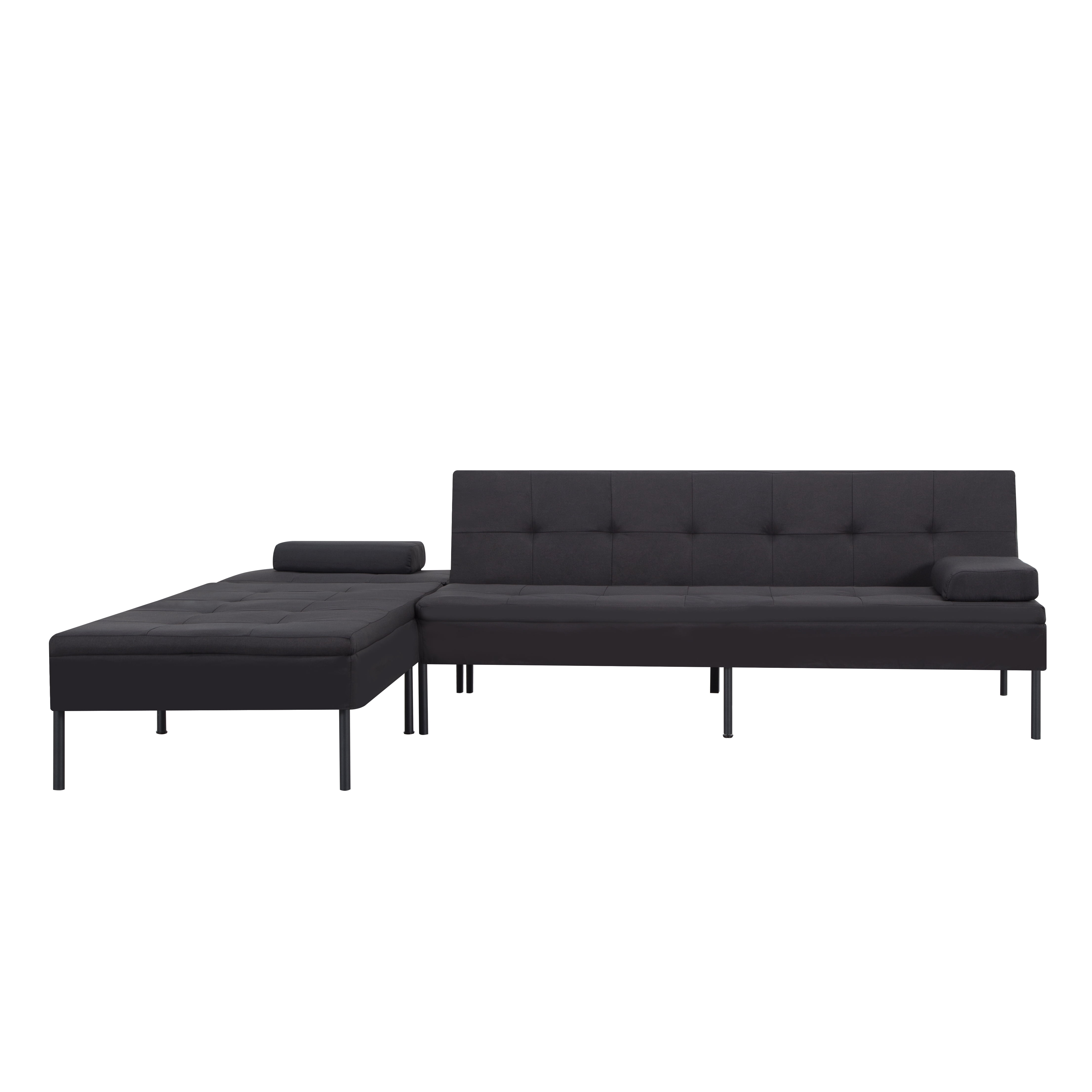 BSHTI 89.4" Convertible L-Shaped Sectional Sofa Bed with Reversible Chaise, 5-Position Adjustable Backrest, All-Iron Frame & 2 Armrest Cushions, Sectional Couches for Living Room