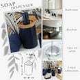 thumbnail image 3 of Elegant Navy Blue Soap Dispenser - Polyresin and Bamboo Design, Refillable Liquid Pump, 3 of 6