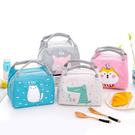Crocodile Creek Lunch Box - Cute Cartoon Printing Waterproof Insulation Oxford Lunch Bag with Handle for Outsoor Student