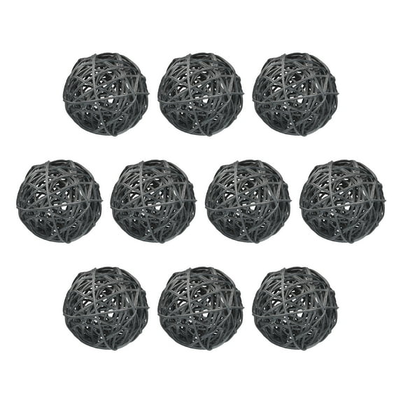 Uxcell 10Pcs Wicker Rattan Balls 2.4" Rattan Decorative Balls for Centerpiece Bowls Vase Fillers Home Decor Black