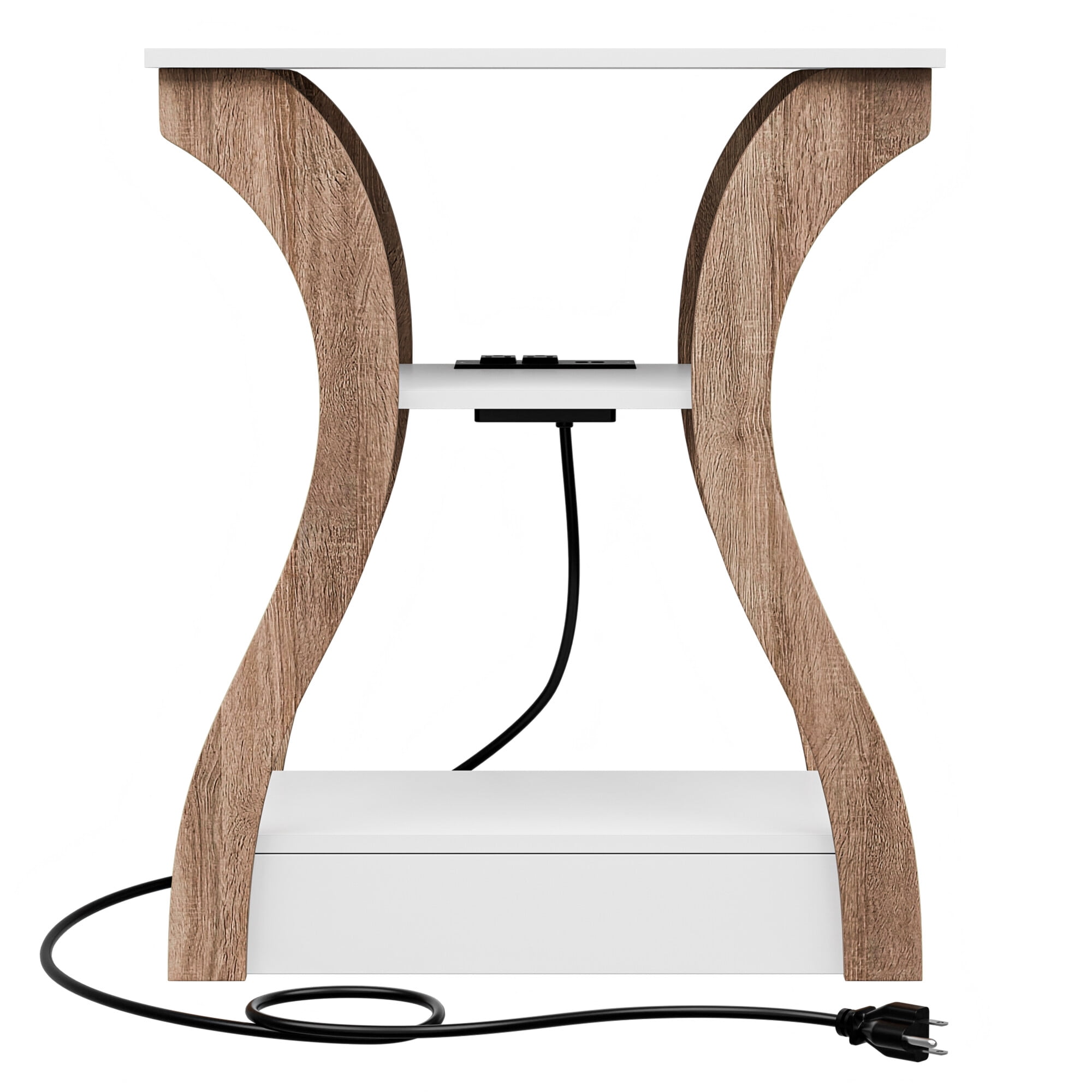 ZENSTYLE Side Table 3 Tier End Table with Charging Station Nightstand with USB Storage Shelf White
