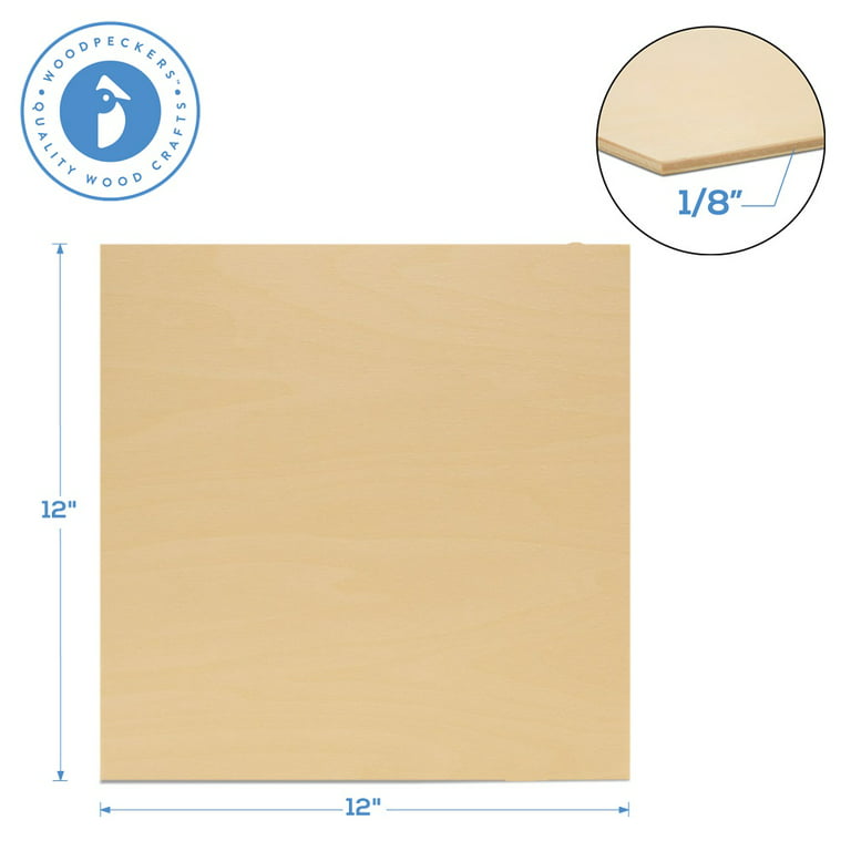 Premium Baltic Birch Plywood,3 mm 1/8x 12x 18 Thin Wood 6 Flat Sheets  with B/BB Grade Veneer for DIY Arts and Crafts,Woodworking,Scroll Sawing