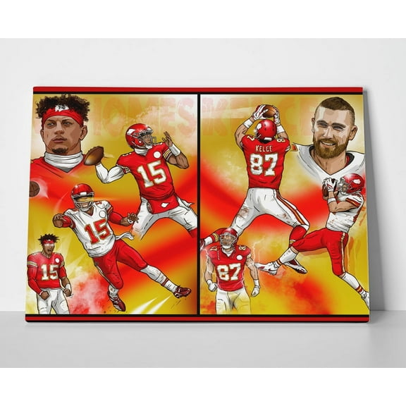 Travis Kelce Patrick Mahomes Poster or Wrapped Canvas