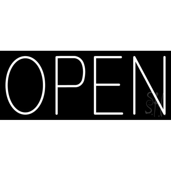 Open Horizontal No Border White LED Neon Sign 13 x 32 - inches, Clear Edge Cut Acrylic Backing, with Dimmer - Bright and Premium built indoor LED Neon Sign for storefront.