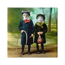 Stupell Industries Cats Wearing Classic Clothing Vintage Style Portrait Graphic Art Gallery Wrapped Canvas Print Wall Art, Design by Martine Roch