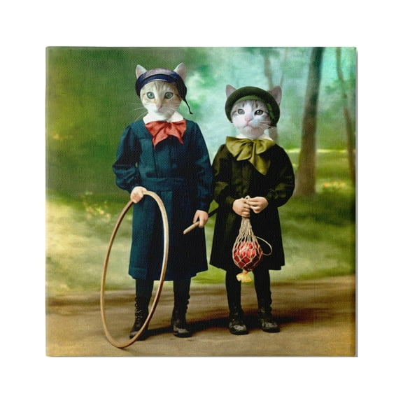 Stupell Industries Cats Wearing Classic Clothing Vintage Style Portrait Graphic Art Gallery Wrapped Canvas Print Wall Art, Design by Martine Roch
