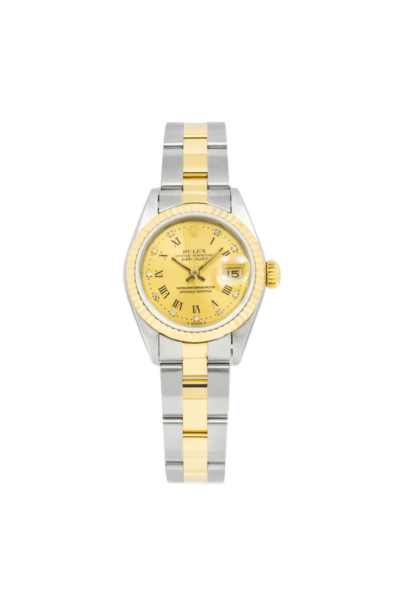 Pre-Owned Adult Ladies Rolex Datejust 69173 26MM Champagne Diamond Roman Dial with Two Tone Oyster Bracelet