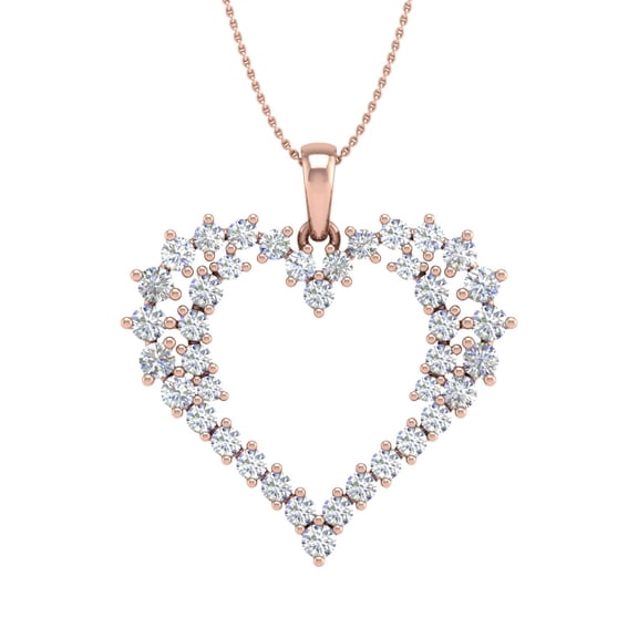 1 Carat Diamond Heart Pendant Necklace in 14K Rose Gold (Silver Chain Included) (SI1-SI2 Clarity)