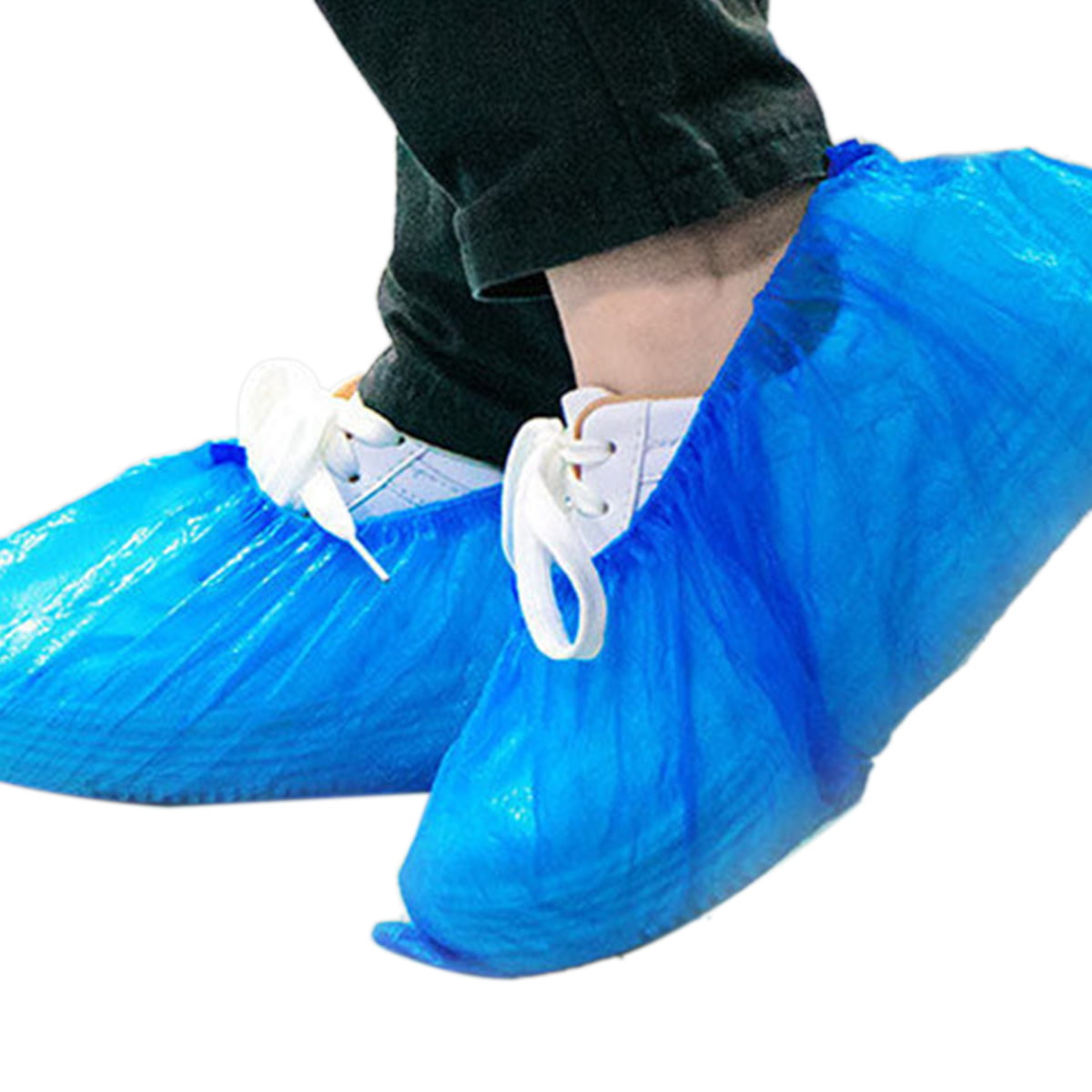 2 Size Disposable Shoe Covers Plastic Overshoes Blue Floor Boot Protector Cover 
