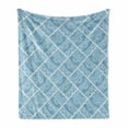 thumbnail image 1 of Vintage Soft Flannel Fleece Throw Blanket, Paisley Style Bicolored Curvy Leaves Floral Motifs Pattern, Cozy Plush for Indoor and Outdoor Use, 70" x 90", Pale Slate Blue White, by Ambesonne, 1 of 5