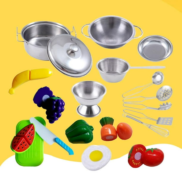 Mini juguetes de cocina, juguetes de cocina de simulación, utensilios de cocina, olla, sartén, verduras, de , comida, utensilios en miniat - 20pcs 20 piezas Hugo Juguetes de cocina para cocinar