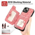 thumbnail image 4 of Dteck for iPhone 12 Case Wallet with Card Holder,Ring Stand,RFID-Blocking PU Leather Protective Magnetic Flip Cover with Wrist Strap, Pink, 4 of 10