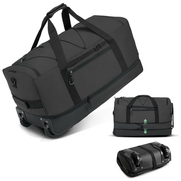 Fegat Foldable Rolling Duffel Bag,30'' Travel Duffel Bag Expandable 100L-120L Heavy Loads Design,Large Waterproof Wheeled Bag for Travel with Straps & Lock