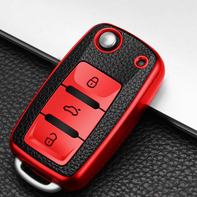 Funda De Cuero De TPU Para Llaves De Coche Volkswagen VW Jetta Golf Passat Beetle Skoda Seat Polo B5 Protector