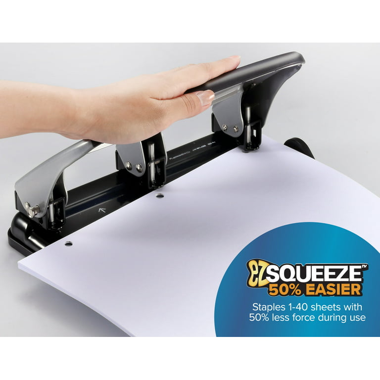 Bostitch EZ Squeeze One Hole Punch 10 Sheet Capacity BlackGray - Office  Depot