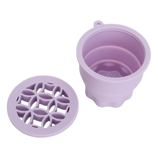 Taza Limpiadora De Brochas De Maquillaje, Cuenco Portátil De Limpieza De Brochas De Maquillaje, Tamaño Compacto Con Tapa Para Salida