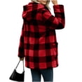 thumbnail image 3 of Livrdious Women's Plaid Fleece Jacket with Hood, Long Sleeve Button Front Fall Jacket, Relaxed Fit Shacket with Pockets, 3 of 6