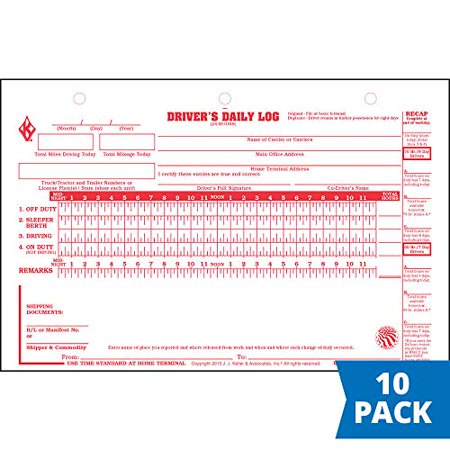 Deluxe Duplicate Driver Daily Log 10-pk. with Detailed DVIR & Daily Recap - Shrinkwrapped Loose-Leaf Format, 2-Ply with Carbon, 8.5" x 5.5", 31 Sets of Forms Per Unit