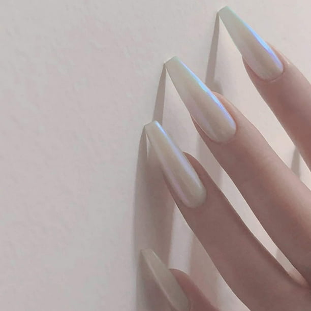 Apuakthei 24 piezas de uñas postizas a presión para mujer, uñas postizas extra largas con pegamento, uñas postizas con pegamento