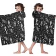 thumbnail image 4 of Black White Gothic Hand Snake Bat Pattern Hooded Bath Towel，50"x30" for Ages 3 To 12 Kids, Quick Dry Lightweight Soft Microfiber Hood Beach Towel Cover Up for Kids, 4 of 7