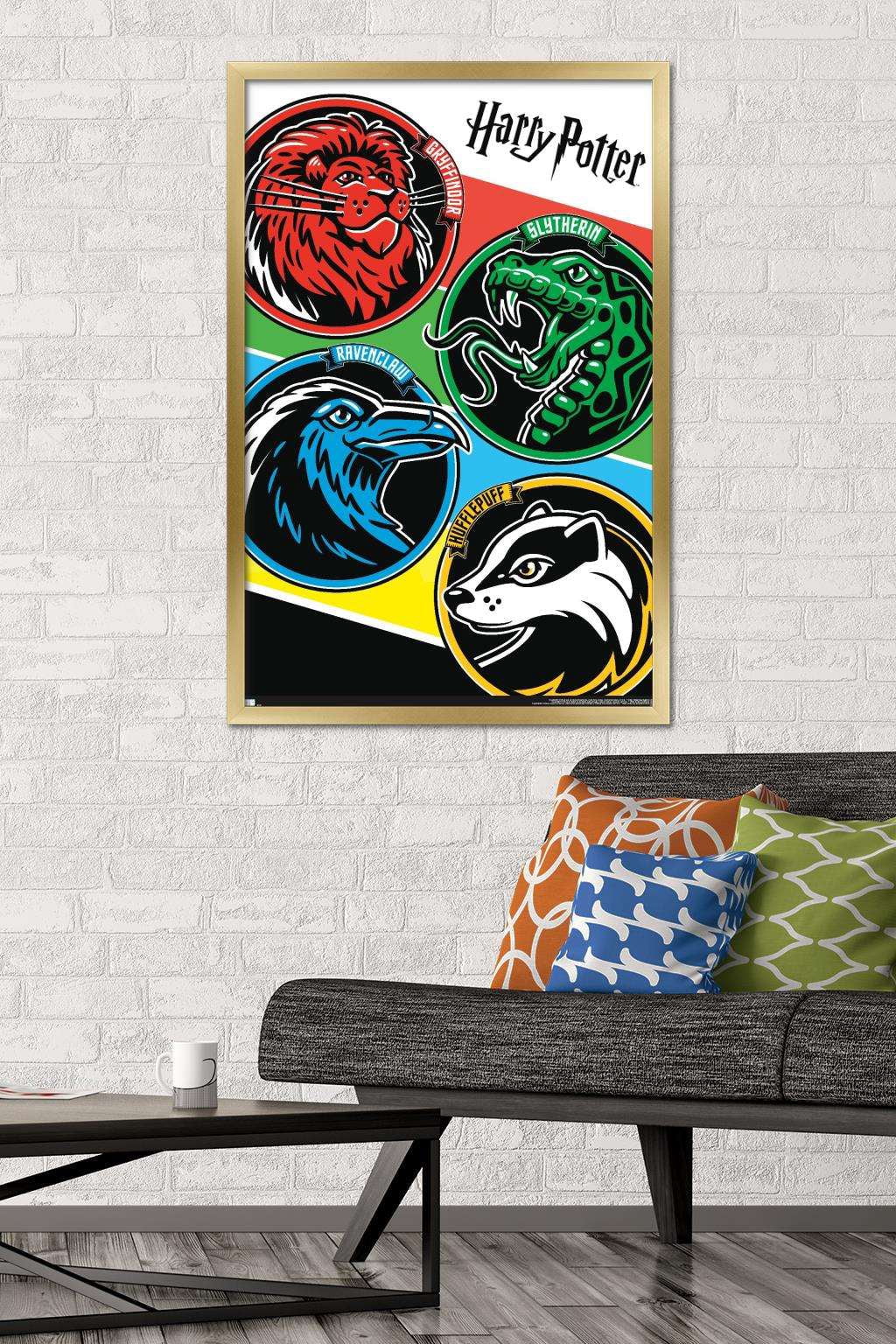 The Wizarding World: Harry Potter - Color Crests Wall Poster, 22.375" x 34", Framed