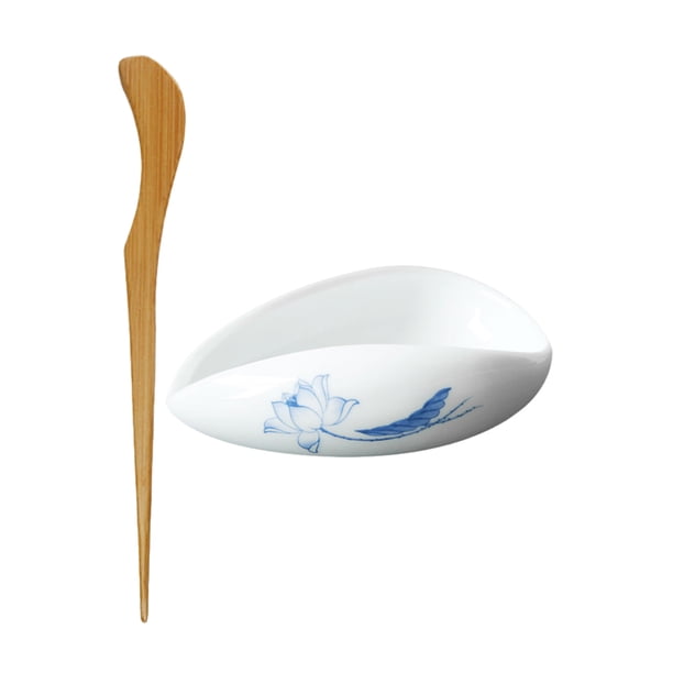 FELTECHELECTR Taza dosificadora de granos de café, recipiente para té, cuchara china para té, recipiente decorativo Kongfu con cuchara