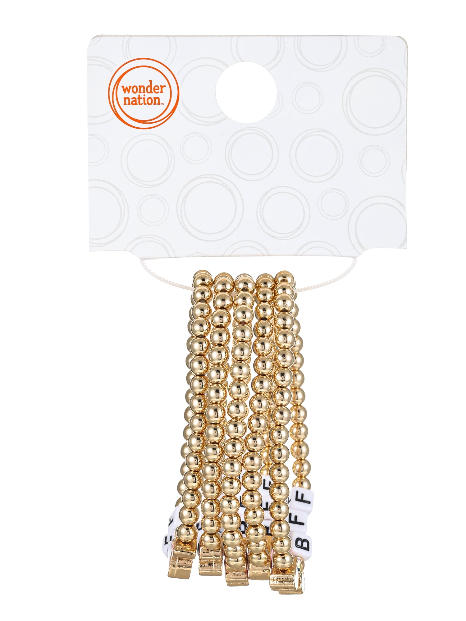 Wonder Nation Wear-One-Share-One BFF Beaded Stretch Bracelets for Girls, 5 Pieces