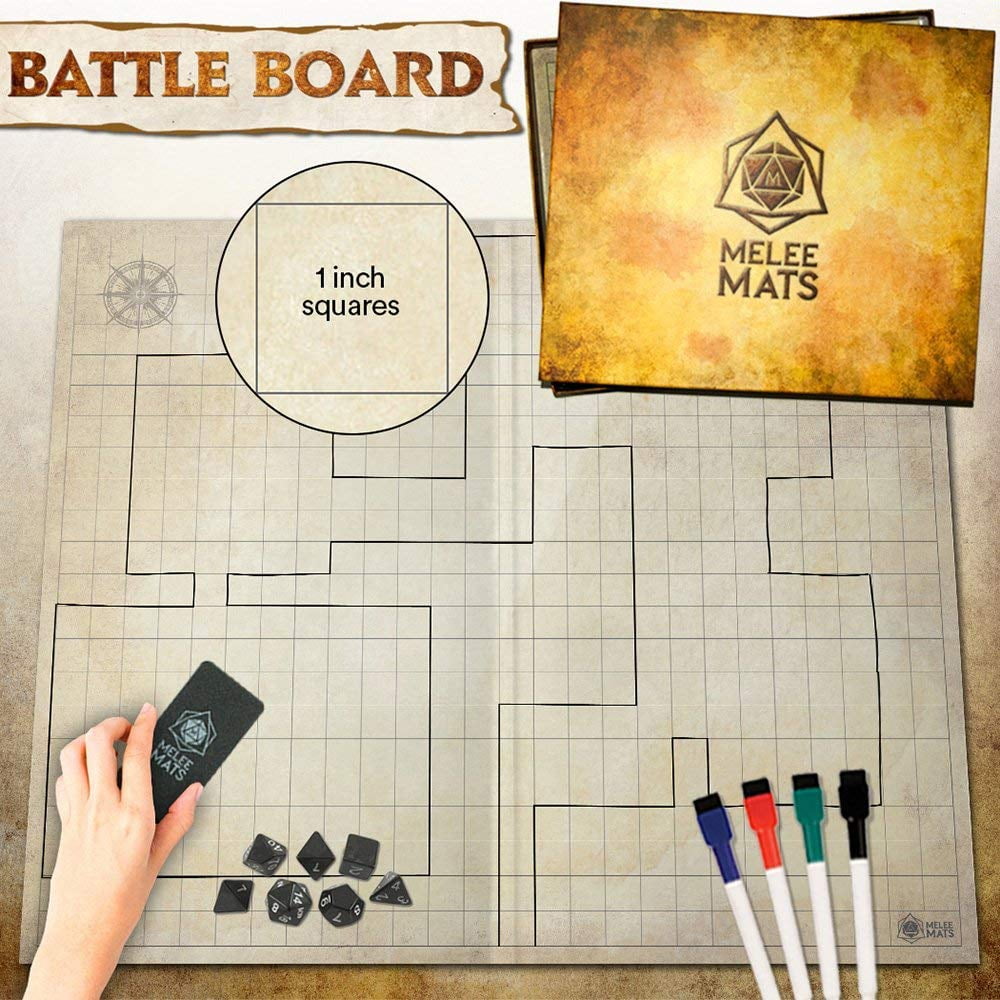 the original battle grid game board 27x23 dungeons and dragons set dry erase square hex rpg miniatures mat dnd 5th edition table top role playing dice map
