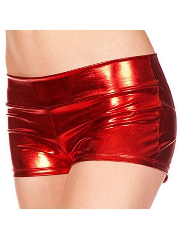 New Women Metallic Wet Look Hot Pants Short Shiny Disco Party Vinyl PU Shorts 