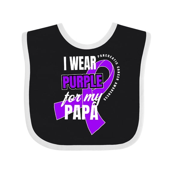 Inktastic I Wear Purple for My Papa Pancreatic Cancer Awareness Boys or Girls Baby Bib