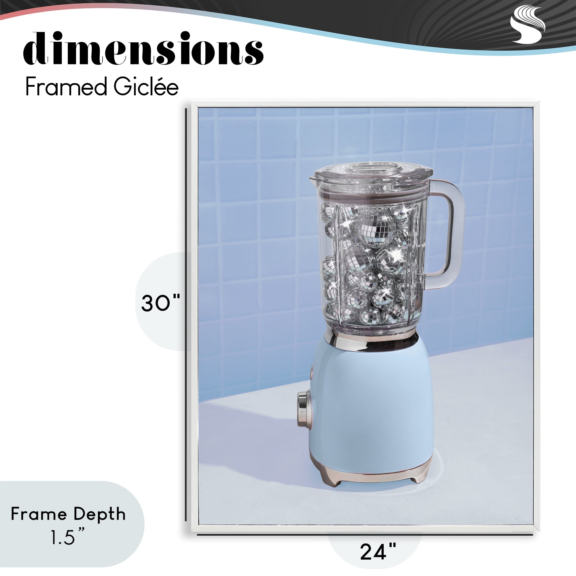 Stupell Industries Disco Drink Mixer over Blue White Framed Giclee Art, design by LISH Creative