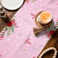 thumbnail image 3 of Red Gnomes Table Runner - 48 Inch Long Valentine's Day Love Roses Leaves Ombre Pink Cotton and Linen Blended Dress Scarves Farmhouse Table Runner for Kitchen Dining, Coffee Table, 13" x 48", 3 of 8
