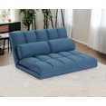 thumbnail image 2 of 45" Blue Futon Convertible Sleeper Loveseat and Toss Pillows, 2 of 5