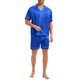 thumbnail image 2 of INSPIRAR CHIC Pijama de Satén para Hombre, Conjunto de Pijamas de Verano de 2 Piezas, Camiseta de Manga Corta y Pantalones Cortos, Azul, 2 of 6