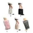 thumbnail image 3 of Minnieouse Calentadores de piernas de piel blanca, mangas de botas peludas suaves para niñas, accesorios de disfraz, calentadores de piernas Prendas para la parte inferior del cuerpo gris negro 40cm, 3 of 6