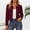Wine, variant on Women's Round Collar Long Sleeve Blazer Jacket Open Front Pleated Slim Fit Short Coat Casual Work Office Lightweight Suit Coats