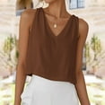 thumbnail image 3 of Otntypg Womens V Neck Cropped Cotton Linen Tank Tops Spring Summer Sleeveless Cami Shirts Loose Lightweight Casual Basic Workout Tees Blouses Coffee M, 3 of 10