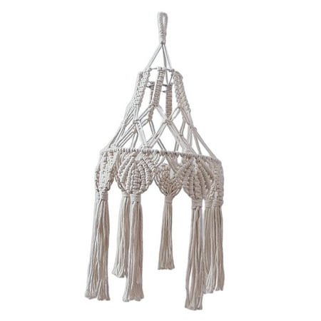 

Short Tassel Macrame Lamp Shade Macrame Woven Hanging Pendant Light Cover Bedroom Living Room Bohemian Lampshade Decor