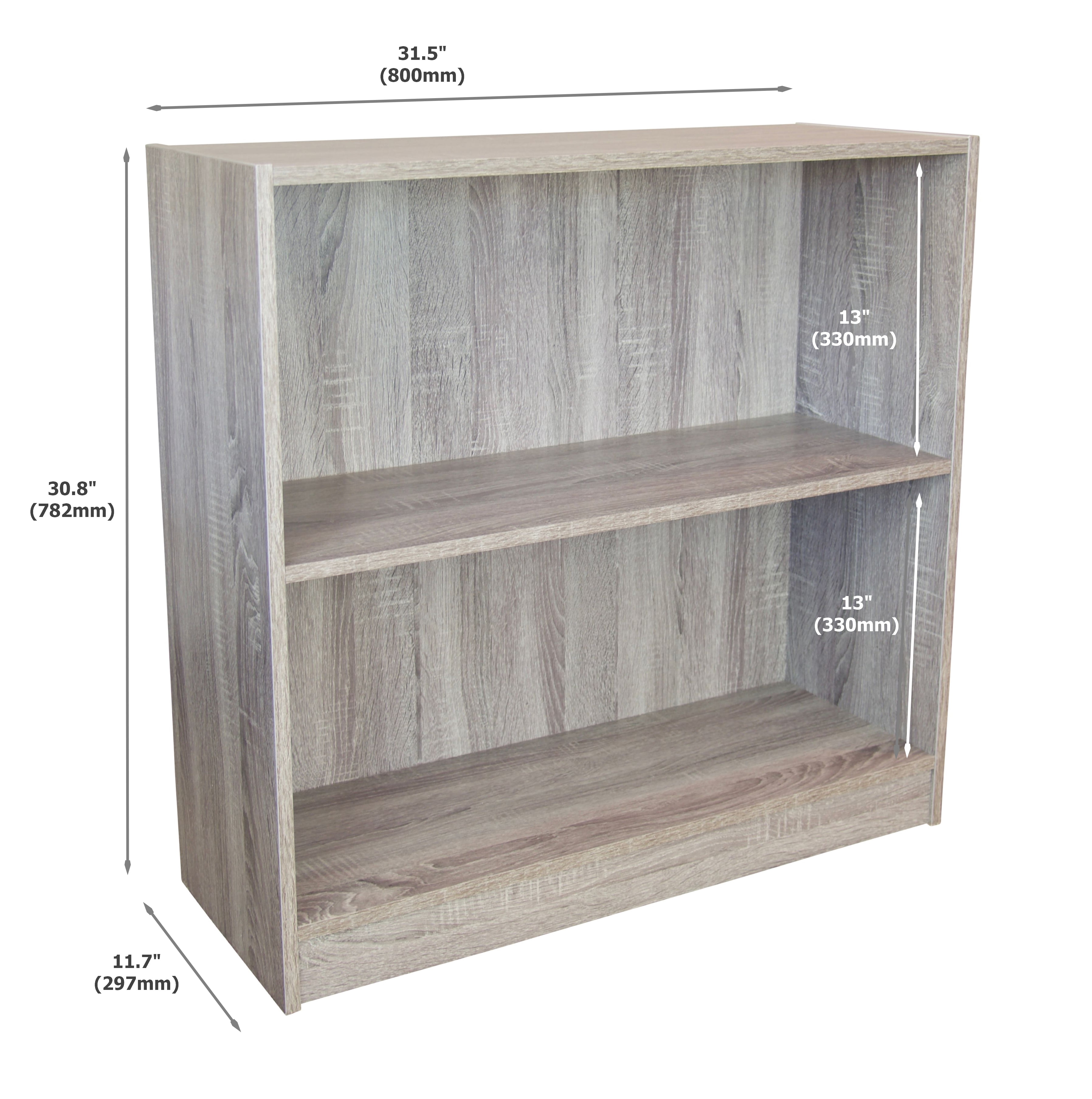 Slide Logic 3 Tier 30"H x 32"W Bookcase with Footer in Driftwood
