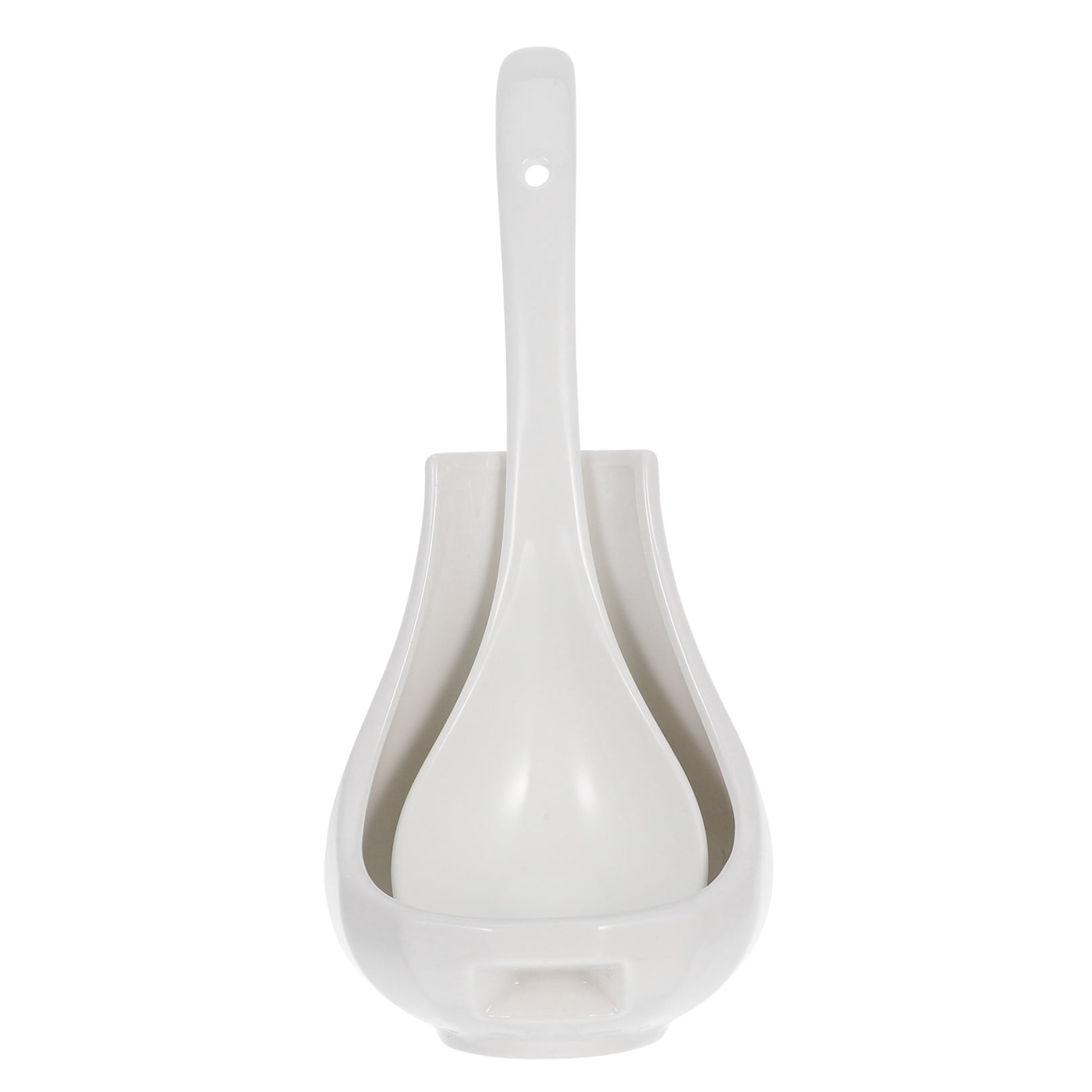 Pyramidti 1 Set Ceramic Ladle Soup Spoon Ladle Spoons Heavy Duty Deep Porcelain Spoon with Rest c