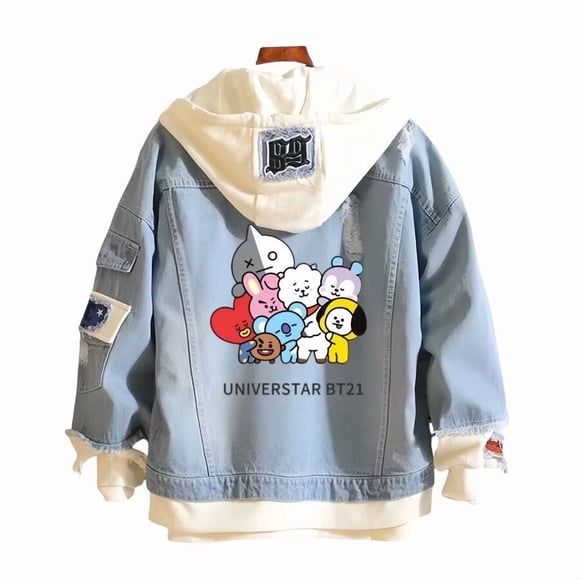 Chaqueta vaquera Universtar BTS21 con estampado de dibujos animados Streetwear