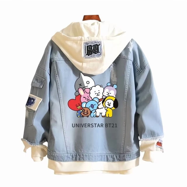 Chaqueta vaquera Universtar BTS21 con estampado de dibujos animados Streetwear