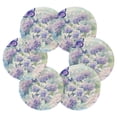 thumbnail image 2 of 6 Pcs Drink Coasters Sets with Holder Pads Cotton Cup Heat-Resistant Hot Mats for Table Protection Butterfly in Lavenders, 2 of 7